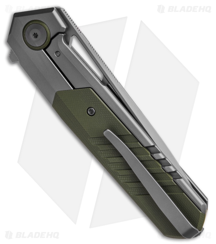 WE Knife Co. Arsenal Frame Lock Knife Gray Titanium/Green G-10 (3.5" Stonewash)