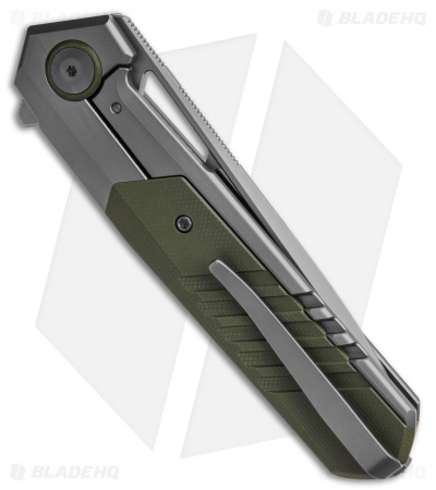 WE Knife Co. Arsenal Frame Lock Knife Gray Titanium/Green G-10 (3.5" Stonewash)