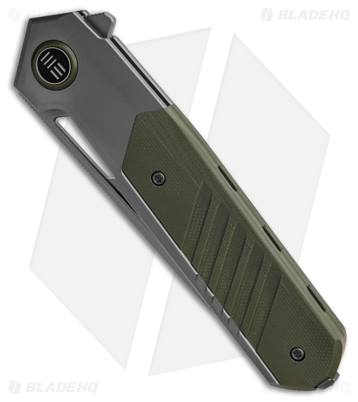 WE Knife Co. Arsenal Frame Lock Knife Gray Titanium/Green G-10 (3.5" Stonewash)