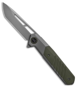 WE Knife Co. Arsenal Frame Lock Knife Gray Titanium/Green G-10 (3.5" Stonewash)