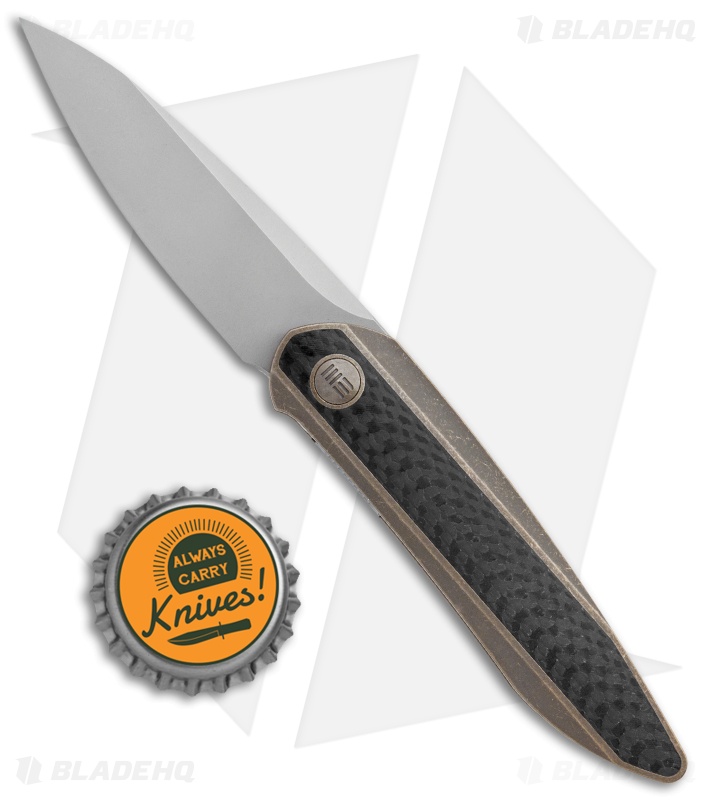 WE Knife Co. Black Void Opus Folding Knife Bronze Ti/CF (2.9" Stonewash Chisel)