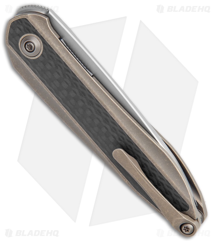 WE Knife Co. Black Void Opus Folding Knife Bronze Ti/CF (2.9" Stonewash Chisel)