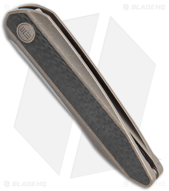 WE Knife Co. Black Void Opus Folding Knife Bronze Ti/CF (2.9" Stonewash Chisel)