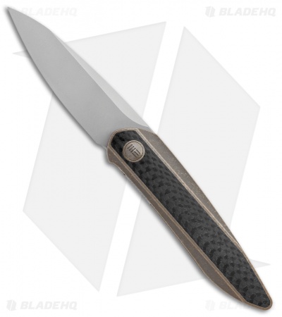WE Knife Co. Black Void Opus Folding Knife Bronze Ti/CF (2.9" Stonewash Chisel)