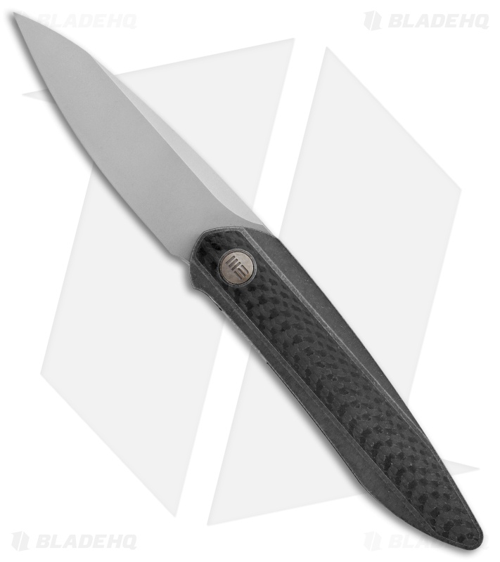 WE Knife Co. Black Void Opus Folding Knife Black Ti/CF (2.9" Stonewash Chisel)