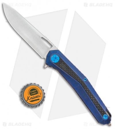 WE Knife Co. Caliber Frame Lock Knife Blue Ti/CF (3.45" Satin) 808A