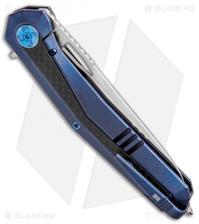 WE Knife Co. Caliber Frame Lock Knife Blue Ti/CF (3.45" Satin) 808A