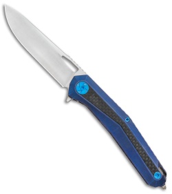 WE Knife Co. Caliber Frame Lock Knife Blue Ti/CF (3.45" Satin) 808A