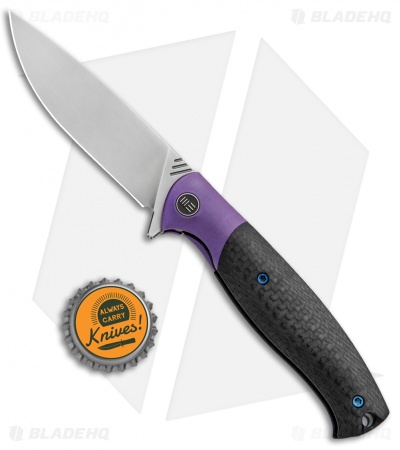 WE Knife Co. Deacon Flipper Knife Ti/CF Purple (3.25" Bead Blast) 901A
