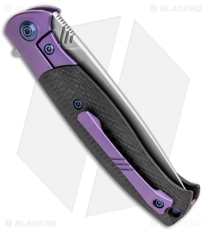WE Knife Co. Deacon Flipper Knife Ti/CF Purple (3.25" Bead Blast) 901A