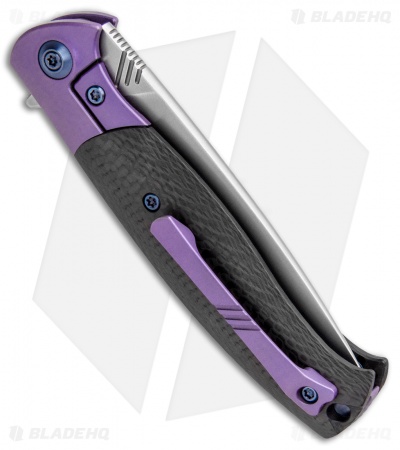 WE Knife Co. Deacon Flipper Knife Ti/CF Purple (3.25" Bead Blast) 901A