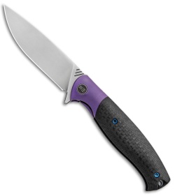 WE Knife Co. Deacon Flipper Knife Ti/CF Purple (3.25" Bead Blast) 901A