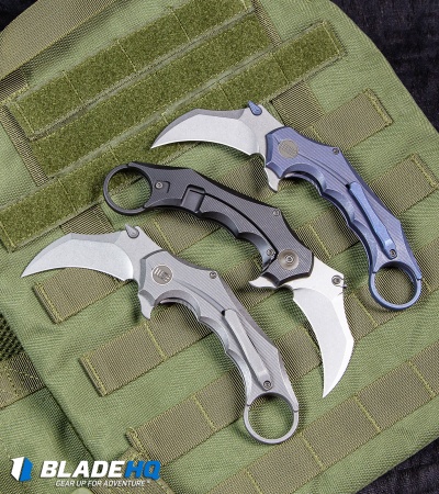 WE Knife Co. Incisor Karambit Frame Lock Knife Blue Ti (2.8" Stonewash) 816A