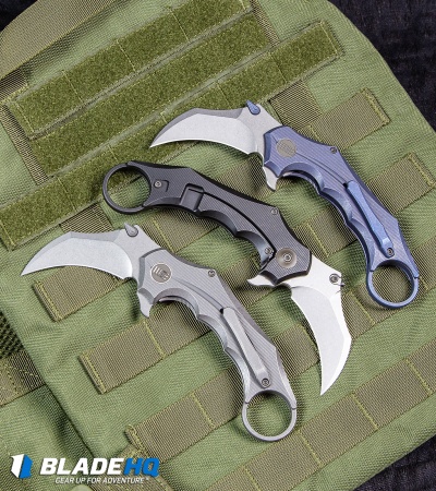 WE Knife Co. Incisor Karambit Frame Lock Knife Gray Ti (2.8" Stonewash) 816B