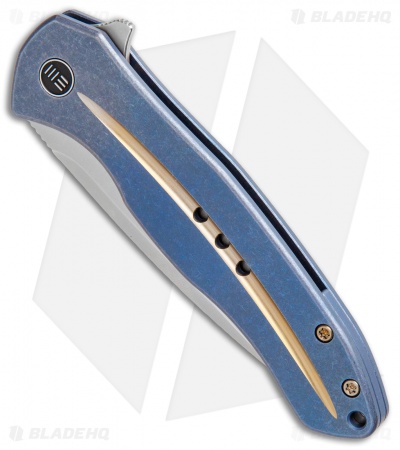 WE Knife Co. Kitefin Frame Lock Knife Gold Groove Ti (3.24" Satin) 2001F
