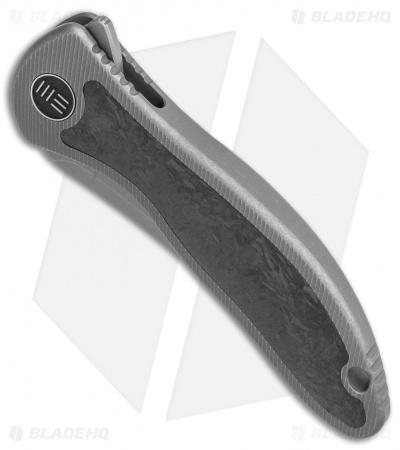 WE Knife Co. Mini Synergy Flipper Knife Ti/Marble CF (3" SW Trailing) 2011CF-A