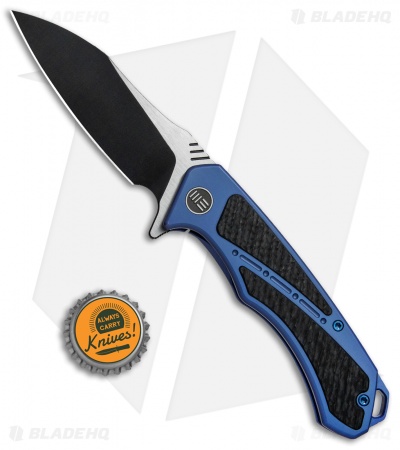 WE Knife Co. Minitor Flipper Knife Blue Ti/CF (3.4" Black) 801A