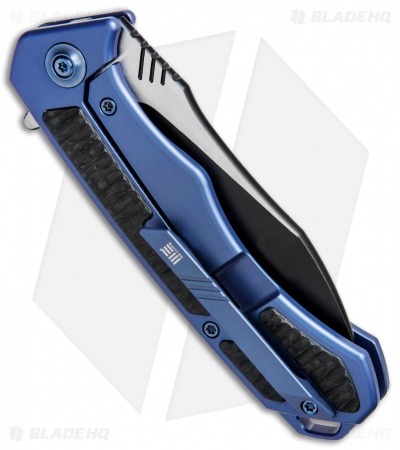 WE Knife Co. Minitor Flipper Knife Blue Ti/CF (3.4" Black) 801A