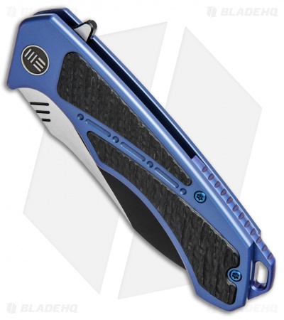 WE Knife Co. Minitor Flipper Knife Blue Ti/CF (3.4" Black) 801A