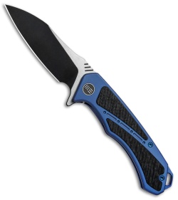 WE Knife Co. Minitor Flipper Knife Blue Ti/CF (3.4" Black) 801A