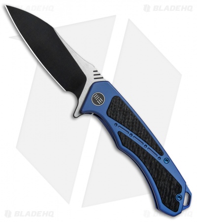 WE Knife Co. Minitor Flipper Knife Blue Ti/CF (3.4" Black) 801A