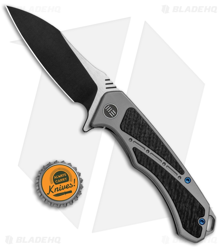 WE Knife Co. Minitor Flipper Knife Gray Ti/CF (3.4" Black) 801C