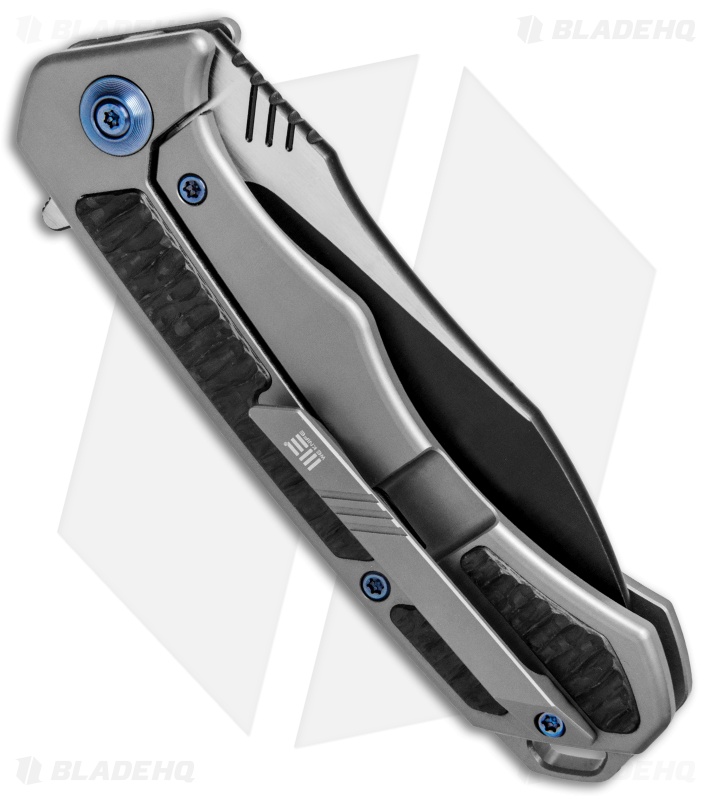 WE Knife Co. Minitor Flipper Knife Gray Ti/CF (3.4" Black) 801C