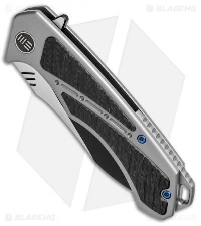 WE Knife Co. Minitor Flipper Knife Gray Ti/CF (3.4" Black) 801C