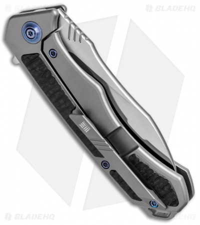 WE Knife Co. Minitor Flipper Knife Gray Ti/CF (3.4" Satin) 801D