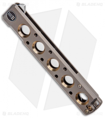 WE Knife Co. Zinker Miscreant Frame Lock Knife Champagne/Gold Ti (4" Satin) 913B