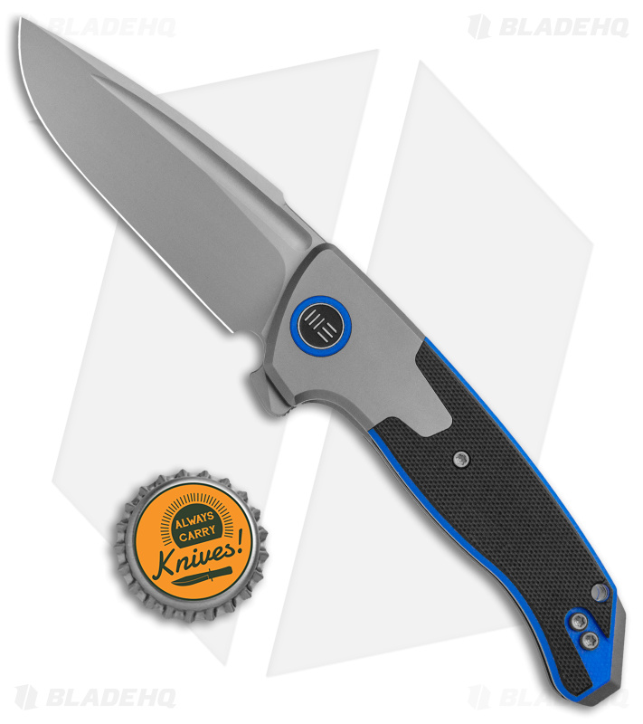 WE Knife Co. Press Check DP Ti + Black/Blue G-10 (3.17" Bead Blast) 20078B-2