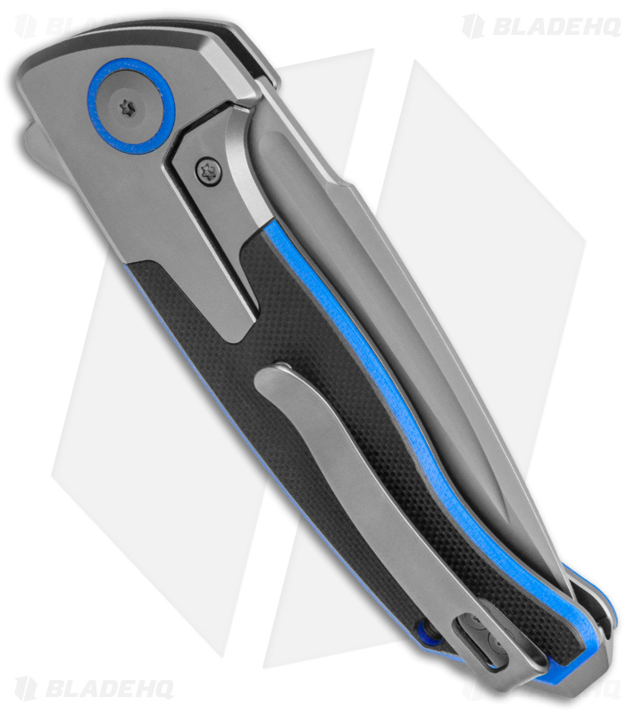 WE Knife Co. Press Check DP Ti + Black/Blue G-10 (3.17" Bead Blast) 20078B-2