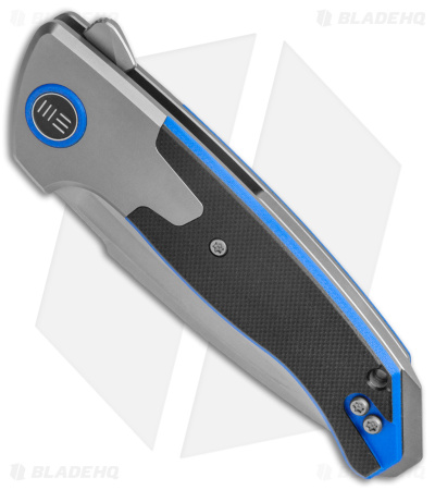 WE Knife Co. Press Check DP Ti + Black/Blue G-10 (3.17" Bead Blast) 20078B-2