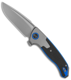 WE Knife Co. Press Check DP Ti + Black/Blue G-10 (3.17" Bead Blast) 20078B-2