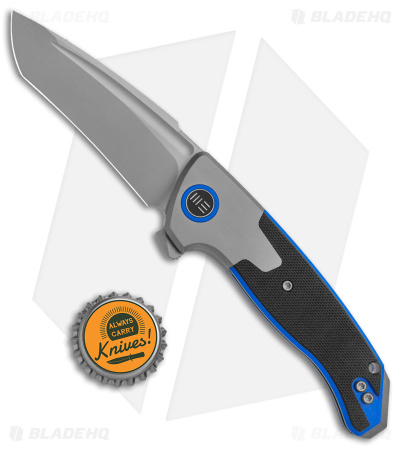 WE Knife Co. Press Check Tanto Ti + Black/Blue G-10 (3.17" Bead Blast) 20078A-2