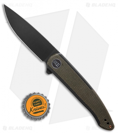 WE Knife Co. Smooth Sentinel Frame Lock Knife Black Ti/Green Micarta (3" Black)
