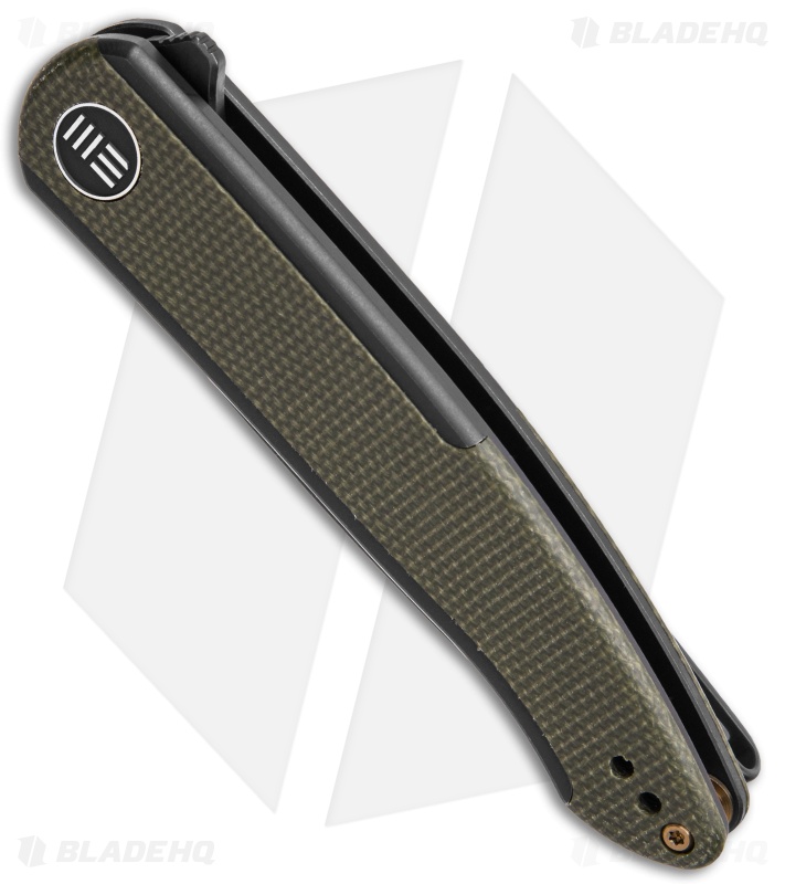 WE Knife Co. Smooth Sentinel Frame Lock Knife Black Ti/Green Micarta (3" Black)