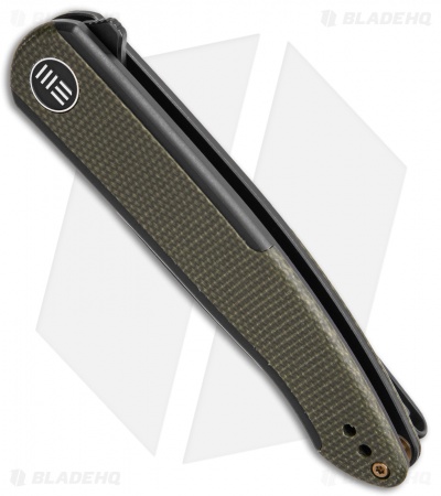 WE Knife Co. Smooth Sentinel Frame Lock Knife Black Ti/Green Micarta (3" Black)