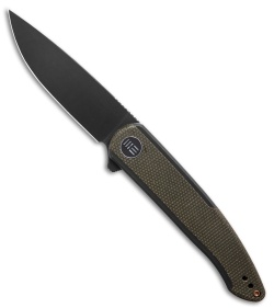 WE Knife Co. Smooth Sentinel Frame Lock Knife Black Ti/Green Micarta (3" Black)