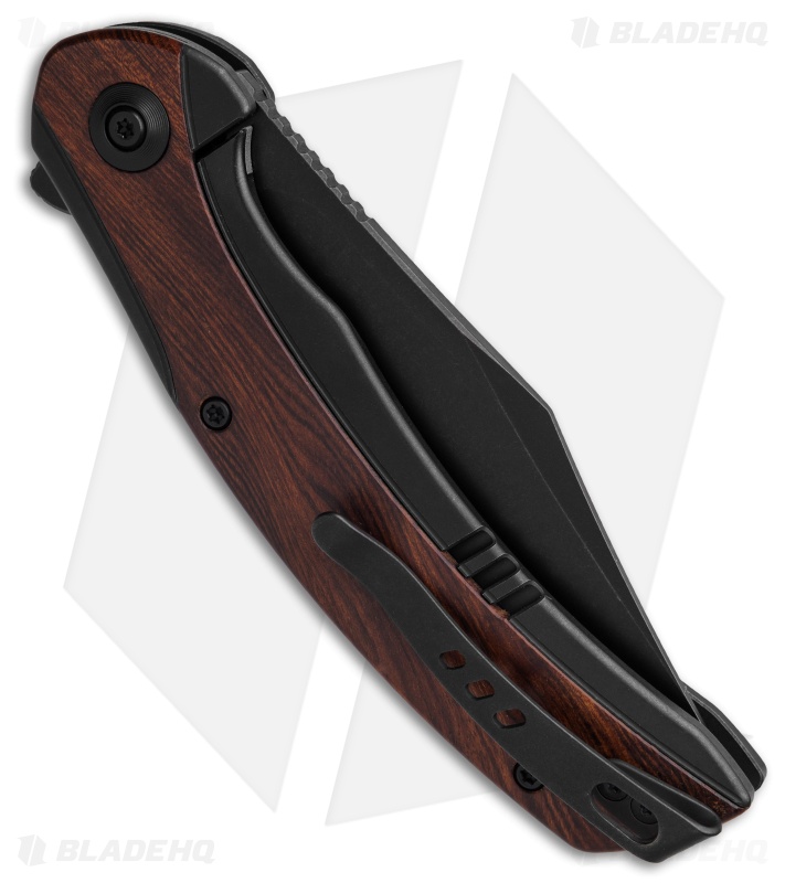 WE Knife Co. Snick Frame Lock Knife Black Ti/Cuibourtia Wood (3.5" Black SW)