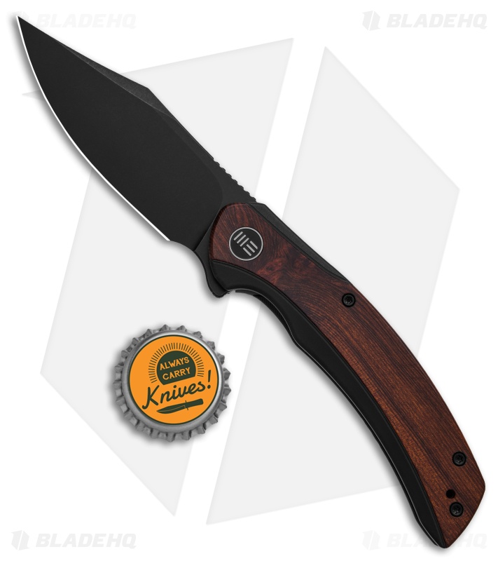 WE Knife Co. Snick Frame Lock Knife Black Ti/Cuibourtia Wood (3.5" Black SW)