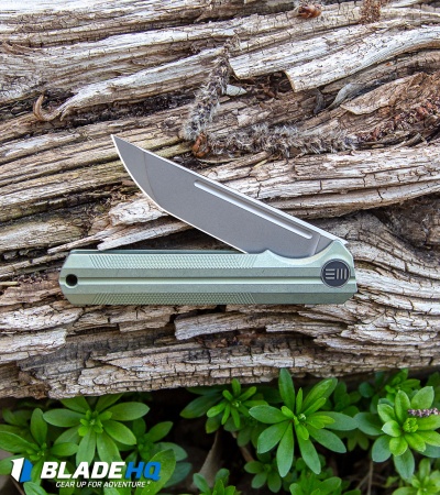 WE Knife Co. Syncro Integral Frame Lock Knife Green Ti (3.8" Stonewash) 909A