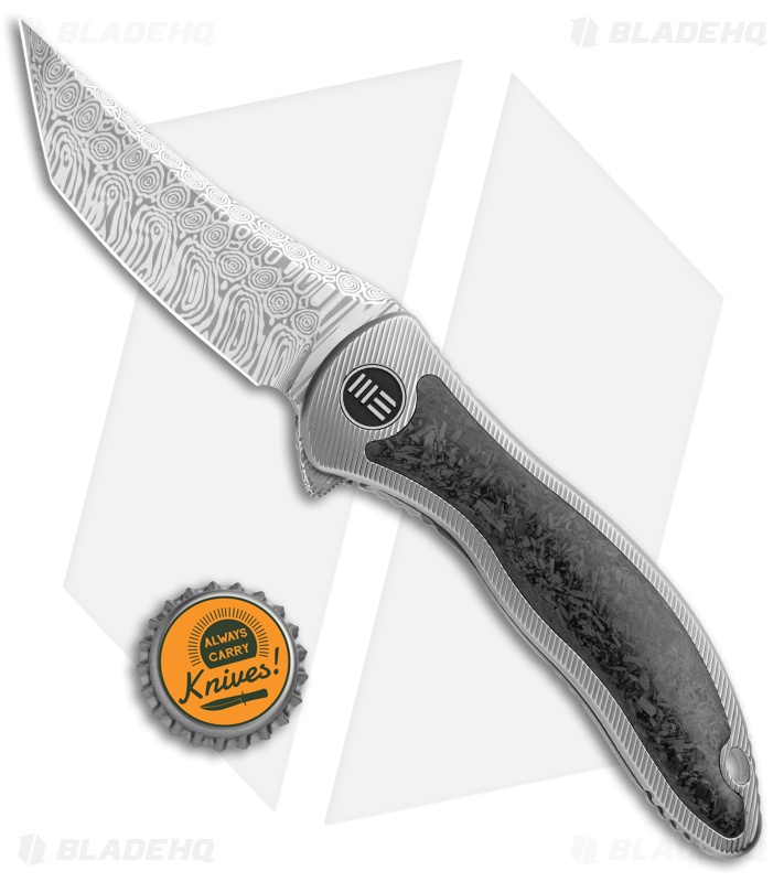 WE Knife Co. Synergy2 Tanto Integral Frame Lock CF (3.5" Heimskringla Damasteel)