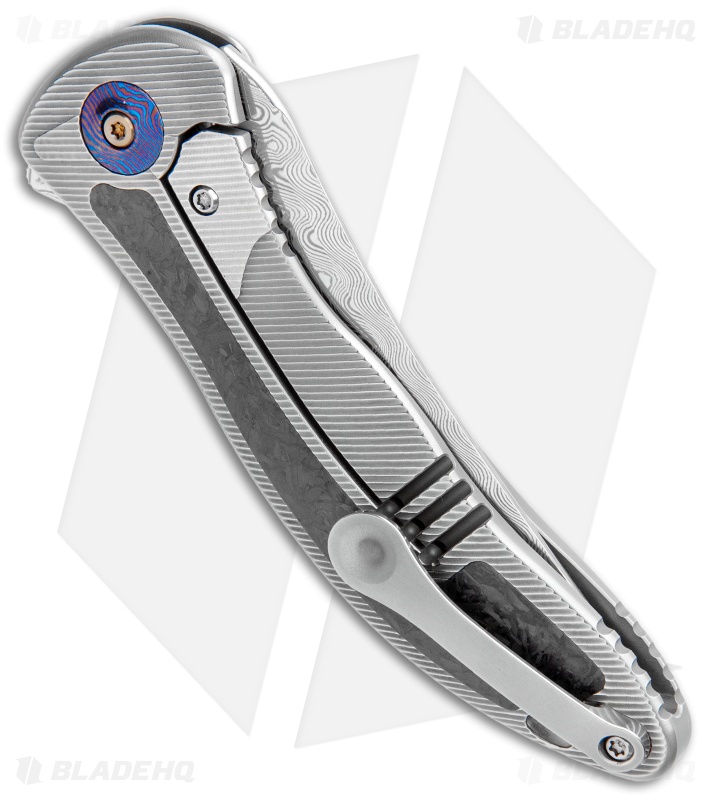 WE Knife Co. Synergy2 Tanto Integral Frame Lock CF (3.5" Heimskringla Damasteel)