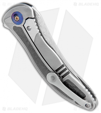 WE Knife Co. Synergy2 Tanto Integral Frame Lock CF (3.5" Heimskringla Damasteel)