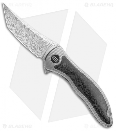 WE Knife Co. Synergy2 Tanto Integral Frame Lock CF (3.5" Heimskringla Damasteel)