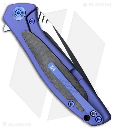 WE Knife Co. Wisp Frame Lock Knife Blue Ti/Carbon Fiber (3.2" Black) 805A