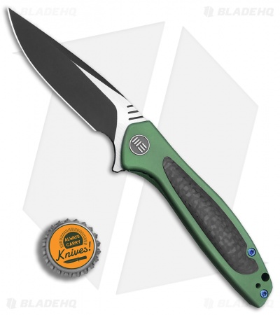 WE Knife Co. Wisp Frame Lock Knife Green Ti/Carbon Fiber (3.2" Black) 805C