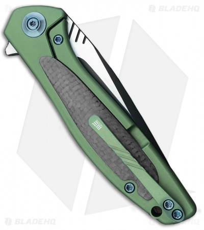 WE Knife Co. Wisp Frame Lock Knife Green Ti/Carbon Fiber (3.2" Black) 805C