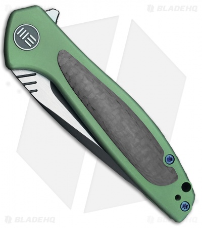 WE Knife Co. Wisp Frame Lock Knife Green Ti/Carbon Fiber (3.2" Black) 805C